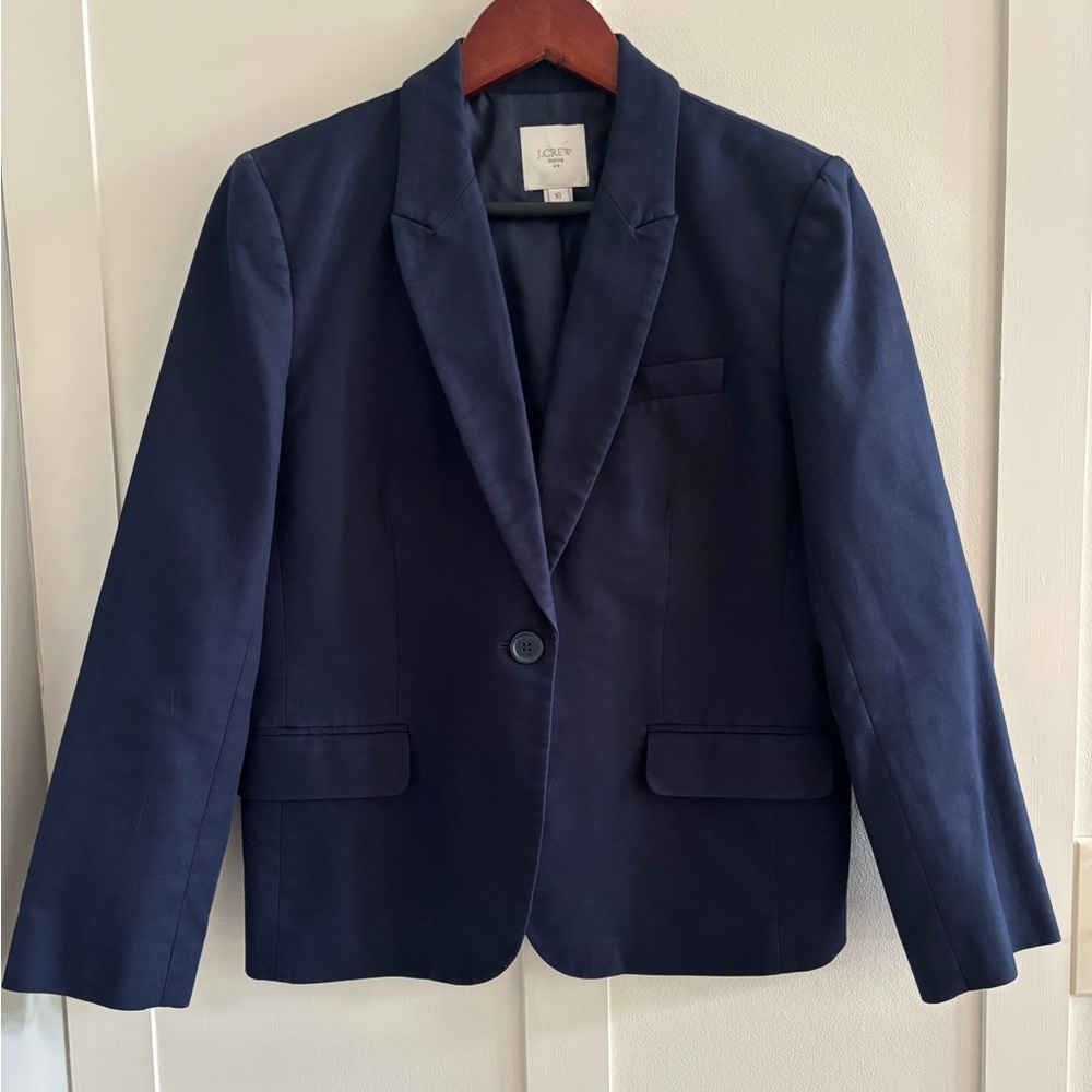 J. Crew Suiting Women’s Single Button Suit Jacket in Navy Blue
